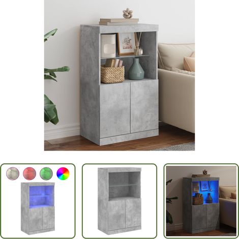 LED-Beleuchtung -  Sideboard mit LED-Leuchten Betongrau 60,5x37x100 cm (1/5)