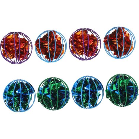 8-Piece Colorful Crinkly Cat Ball Set, Interactive Tease Toy, Lightweight Pet Balls (1/5)