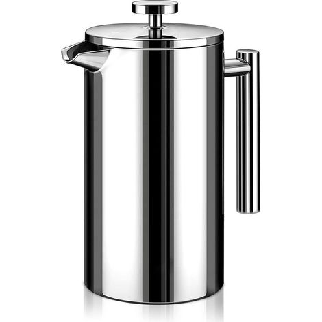 1000 mlCafetière à piston, double isolation, acier inoxydable 304, antirouille, passe au lave vaisselle (1/5)