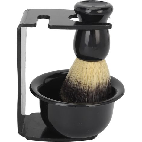 Ensemble de brosses à barbe pour hommes comprenant un bol à savon, un support à brosses et des brosses en nylon pour l'entretien de la barbe. (1/5)