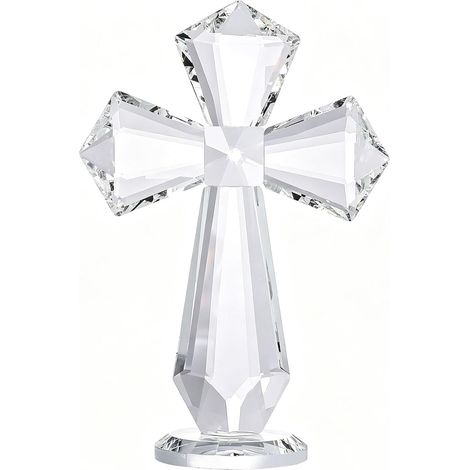 Crystal Glass Standing Cross Figurine Decoration (1/5)