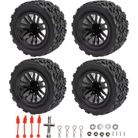 x 12 mm Sechskant-RC-Reifen für 1/10-Scale-Offroad-Trucks, kompatibel mit Traxxas Slash, Schwarz - 4 Stück (1/5)