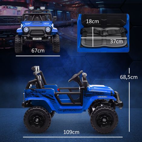 Voiture électrique pour enfants avec suspension souple, télécommande, phares LED, klaxon, moteurs 12 V, en plastique et métal, bleue (1/5)