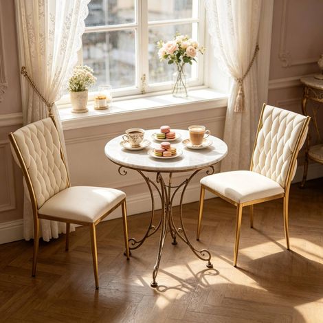 chaise salle manger velours métal crème blanc lot 2 OKMYHOME (1/5)