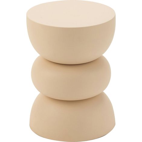Table d'appoint en fer beige design épuré pour salon contemporain - Beige sable doux (1/4)