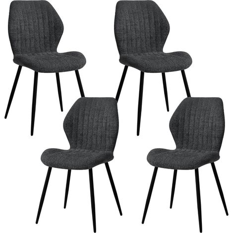 4er Set Esszimmerstühle mit Metallbeinen, Polsterstühle Stoff Schwarz (1/5)
