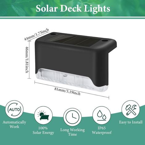 Lot de 12 Lampes Solaires pour Escaliers Extérieurs, Étanche Lampes Solaires pour Clôtures Extérieures, Blanc chaud, LED Lampe Solaire Exterieur pour Clôture, Escalier Extérieur, Marches, Cour (1/4)