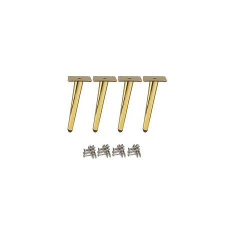 4 pièces Pieds de table obliques Pieds d'armoire en métal, Pieds de meubles de cône, 201 acier inoxydable, D'or, 15 cm de hauteur, Base silencieuse (1/5)