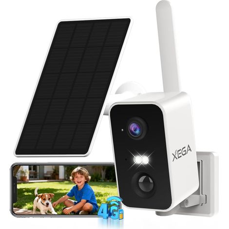 Caméra 4G Solaire, SIM, Vision Nocturne Couleur, sans WiFi, Pan 180° Batterie 10000mAh, Détection PIR Humaine, Audio Bidirectionnel, Stockage Local/Cloud, IP66 (1/5)