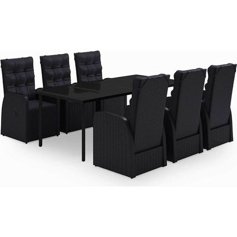 Maison Exclusive - Set da Pranzo da Giardino 7 pz con Cuscini Nero (1/5)