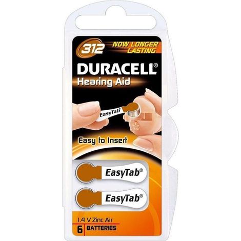 Pila Duracell EasyTab 312 zinc aire 1,45 V 6 unidades
