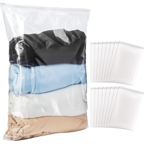 Nombre del producto: Paquete de 16 bolsas de almacenamiento extragrandes (17 x 25 cm), capacidad de 5 galones, para ropa, viajes, mudanzas y camping. Bolsas gigantes con cremallera. Imprescindibles pa (1/5)