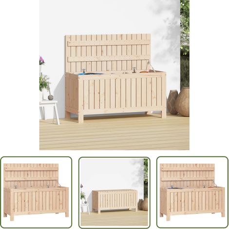 The Living Store Boîte de rangement de jardin 108x42,5x54 cm Bois massif de pin - Boîte De Rangement Jardin - Coffre De Jardin - Rangement Exterieur - Meuble De Jardin - Bois Massif (1/5)
