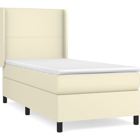 Maison Exclusive - Giroletto a Molle con Materasso Crema 100x200 cm in Similpelle (1/5)