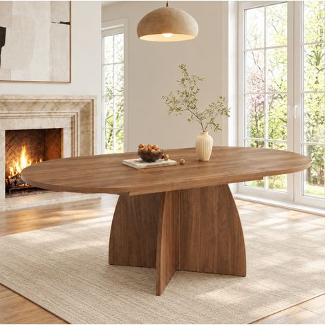 Ausziehbarer Esstisch 120/180 x 90 x 75 cm MDF Nussbaum, 6–8 Personen – MEUBLIV (1/5)
