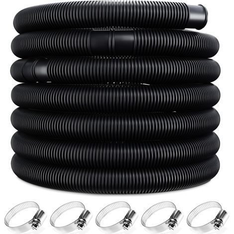MONZANA® Poolschlauch 6-14m Ø 32-38mm flexibel robust Muffen 5x Schlauchschellen UV Chlor resistent Schwimmbadschlauch Pumpenschlauch Wasserschlauch 6m 32mm schwarz