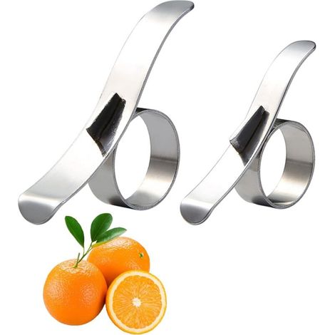 Juego de dos peladores de cítricos de acero inoxidable para naranjas y limones, un práctico accesorio de cocina para pelar fruta fácilmente. - Crezuo (1/4)
