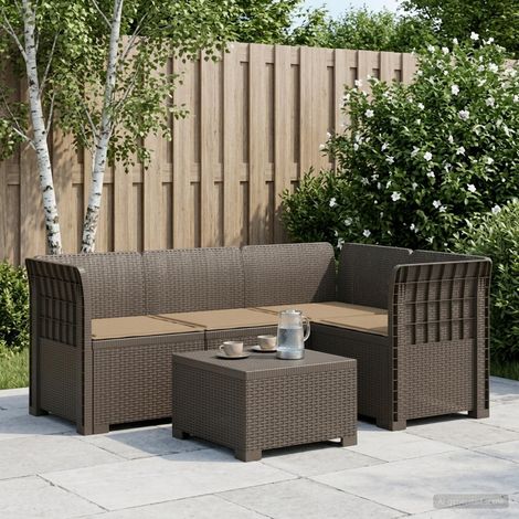 vidaXL Sofá de Jardín para 4 Personas con Cojines Estilo Rattan PP (1/5)