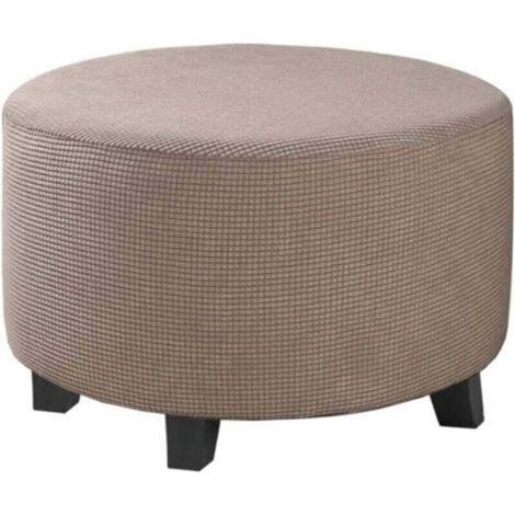 Housse de pouf en jacquard extensible (gris, petit), housse de repose-pieds, housse de protection de meubles, housse de tabouret avec fond élastique antidét (1/4)