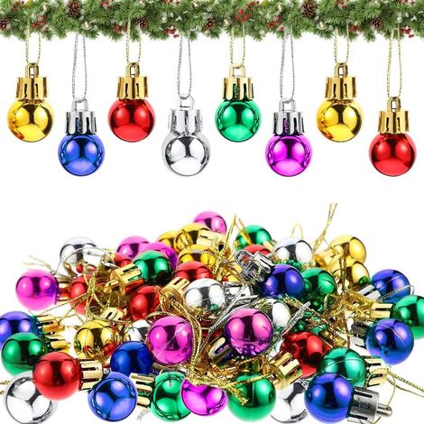 Mini-Weihnachtskugeln aus Kunststoff, 48 Stück, 2 cm große Christbaumkugeln, kleine Weihnachtskugeln mit Trageband (1/4)