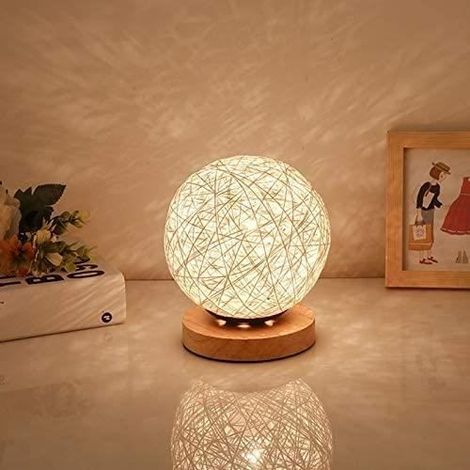 Veilleuse USB boule de rotin réglable blanche, lampe de table LED mignonne (1/4)