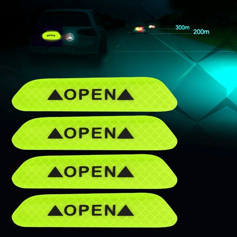 4 Pièces Autocollants Réfléchissants Portière Voiture Bande Sécurité Décalque Avertissement Signal Vert Auto-Adhésif (1/5)