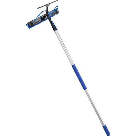 Mophorn 2-in-1 Teleskop-Waschbürste für Solarpanels, Reinigungsset mit 1,8-7,9 m Aluminium-Teleskopstange, 20 m Wasseranschluss, Abzieher, Seifenspender und Bürste für Solaranlagen und Terrassendächer (1/5)