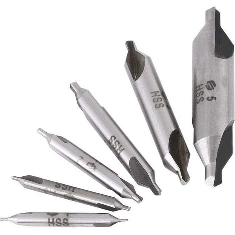 Kit de 6pcs Forets à Centrer HSS 60° Ø 1/1.5/2/2.5/3/5mm pour Métal (1/5)