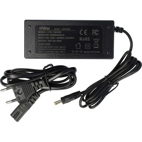 vhbw Universal Netzteil für Elektrogeräte - AC/DC Netzadapter, 5,5 x 2,1 mm, 24 V, 2 A