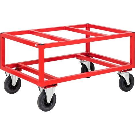 Kongamek Palettenwagen in rot 650mm hoch ohne Bremse für Euro-Paletten 1200x800mm (1/2)