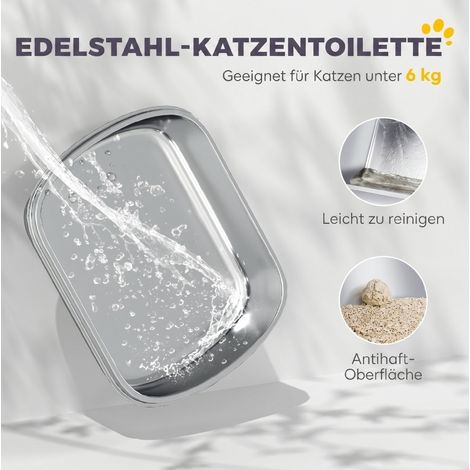 Litière fermée pour chat en acier inoxydable avec pelle et sachet désodorisant, gris foncé (1/5)