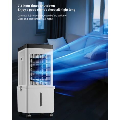 Rafraîchisseur d'air mobile évaporatif 3 vitesses – Timer 7h – Télécommande – Surface d'action 30m² – Débit d'air 2000 m³/h — vue 2