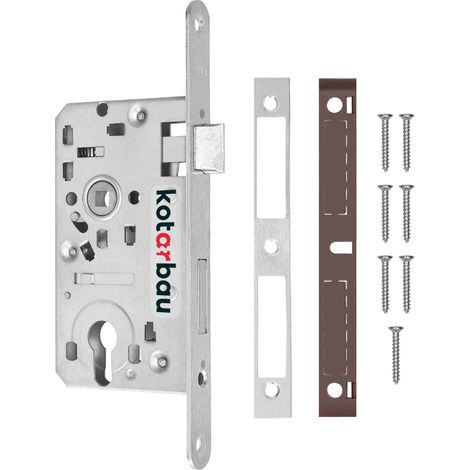 Kotarbau – Serrure à larder 72/55 mm DIN droite – Cylindre profilé – Acier galvanisé – Contre-plaque incluse – Sécurise portes d'entrée