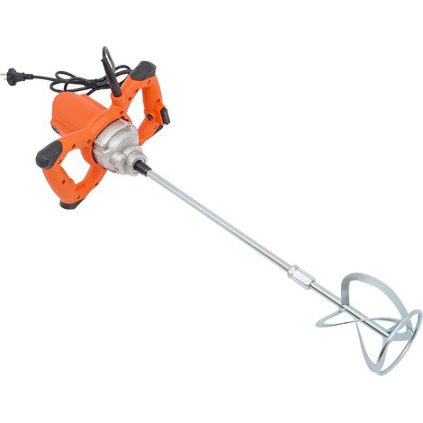 Mélangeur à mortier électrique 2100 W 220 V Vitesse réglable : 6 vitesses, Portable Mélangeur à main Mélangeur à béton Mélangeur pour mortier, Orange