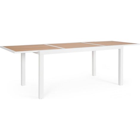 Tavolo Allungabile in Alluminio con doghe effetto Legno 160-240X90 Bianco (1/5)