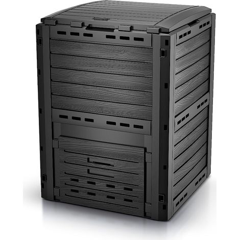 VOUNOT Compost Bin Garden, Plastic Composters Outdoor, Black, 300L
