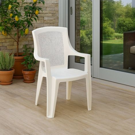Masainass Outdoor-Stuhl, stapelbar, Made in Italy, Armlehnen, Weiß (1/3)
