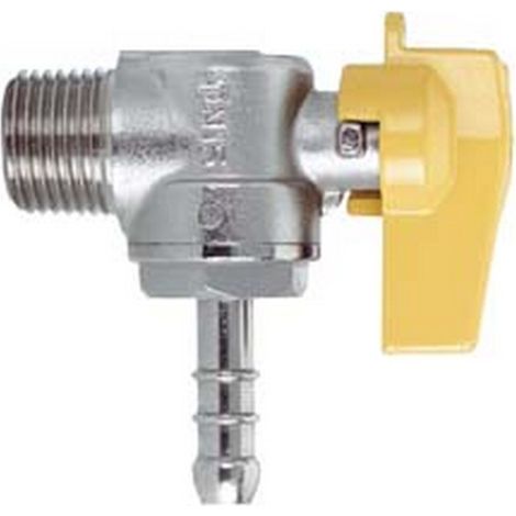 1PZ RUBINETTO GAS MASCHIO 1/2" PER GPL a squadro con portagomma  mm.10