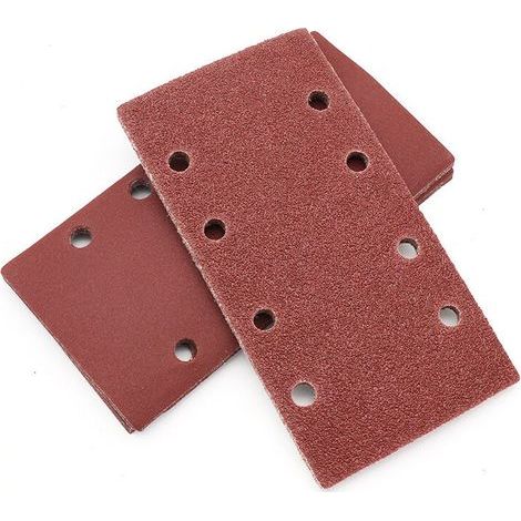 40 PCS Papier de Verre, 93 x 185 mm Feuilles Abrasives pour Ponceuse Vibrante 8 Trous Assorted P40, P60, P80, P100 Grit (1/4)