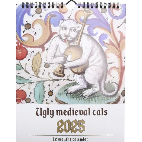 Calendrier de chats médiévaux insolites Calendrier drôle et insolite de chats médiévaux 2025 Défilé de chats Calendrier médiéval insolite en papier (1/5)