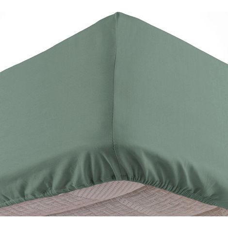 Drap Housse Uni "Linella" 140x190cm Sauge