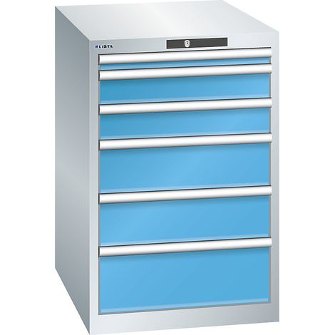 LISTA, Armoire à tiroirs avec 6 tiroirs, l x p x h 564 x 724 x (1/2)