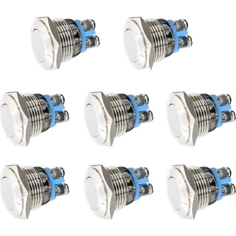 Interruptor de botón pulsador de metal momentáneo 12V 8PCS 16mm para impermeable Marine Car RV Truck Boat (1/5)