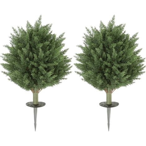 CHICFURN Lot 2 cipressi artificiali Ø40 x 60 cm verdi anti-UV con picchetto per esterno (1/5)