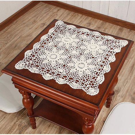 Chemin de table en coton crocheté à la main avec dentelle et motif floral tricoté, nappes à fleurs, nappes décoratives pour housse de canapé (1/5)
