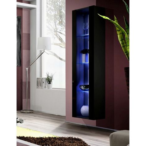 Vitrine LED Murale Design "Fly C4" 170cm Noir (1/4)