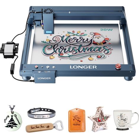 Longer Laser B1 20W - Incisione laser con supporto automatico dell'aria, ideale per lavori fai da te su legno, metallo, carta, acrilico, vetro e pelle, superficie di lavoro 450×440mm (1/5)