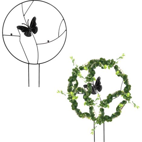 Supporto per piante rampicanti Toivize Butterfly - Ferro nero antiruggine - 30x42 cm - Supporto per piante rampicanti da interno/esterno per vasi (1/5)