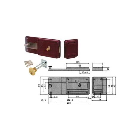 FERROGLIETTO CON CATENACCIO 6 MANDATE CILINDRO STACCATO 55051  mm.60 (55051601)    CISA