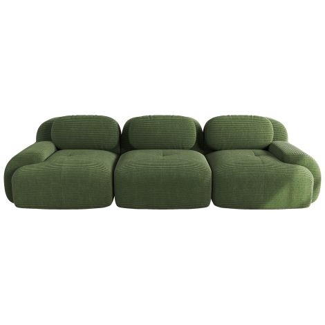 Canapé 3 places en velours côtelé haut de gamme, canapé sans structure, modulable, antidérapant, prêt à l'emploi, avec accoudoirs ergonomiques et rembourrage très moelleux, , vert